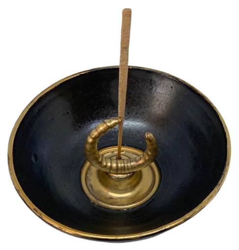 Ceramic Stick Incense Holder in Black 14kt Gold