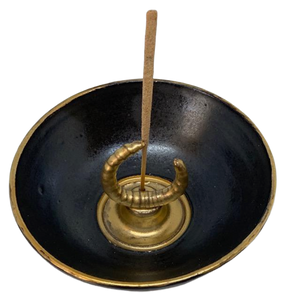 Ceramic Stick Incense Holder in Black 14kt Gold