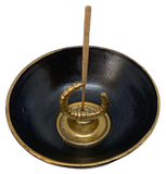 Ceramic Stick Incense Holder in Black 14kt Gold