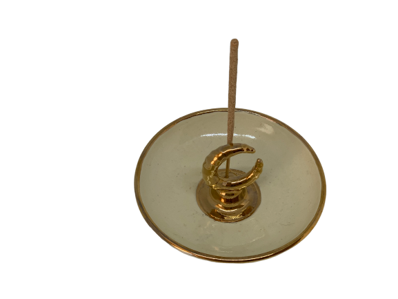 Ceramic Stick Incense Holder in Black 14kt Gold