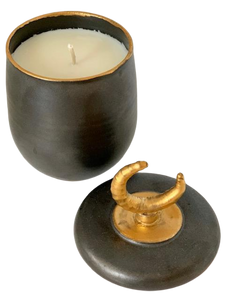 Holiday Candle poured in 14kt Gold Ceramic Vessel
